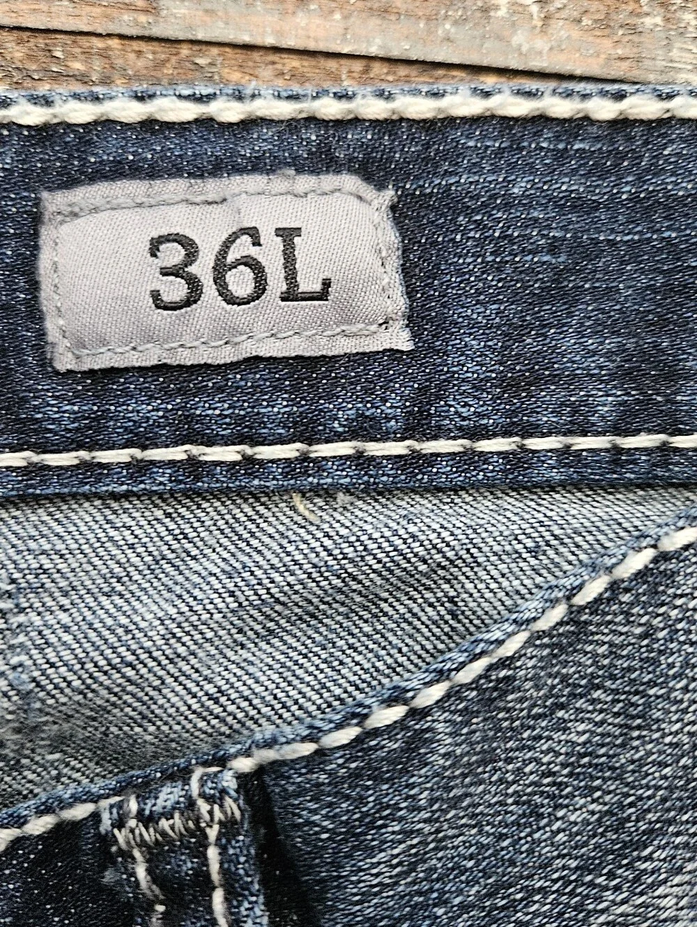 BKE Ryan Jeans Straight‎ Leg Men's 36L Blue Denim Embroidered 1% Spandex